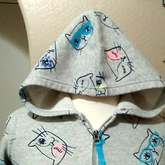 Cat and Jack Girls Med Hoodie with Cat Faces - Picture 11 of 14